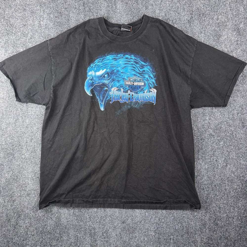 Harley Davidson Shirt Mens 2XL Black Blue Eagle Boise Idaho Graphic Tee Biker
